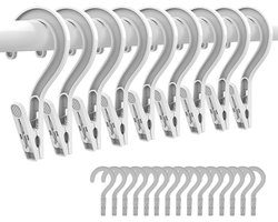 Wasserij Haken Clips - Hanger Clips - Thuis Organisatie - Compact Draagbaar - 24 Stuks - Wit