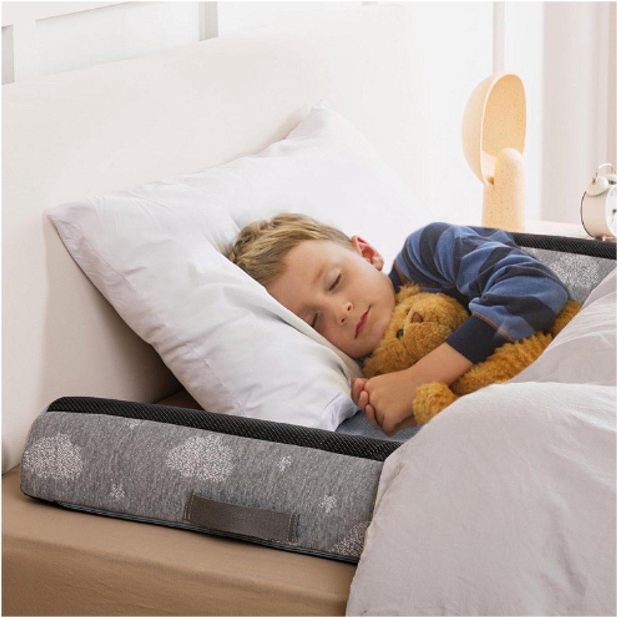 Jopassy 3er Bedhek 2x200cm 1x180cm Bedbescherming voor kinderen, kinderbedhek, babybedhek, stabiele constructie, valbeveiliging bed voor kinderbedden 2Mx1.8M Grijs
