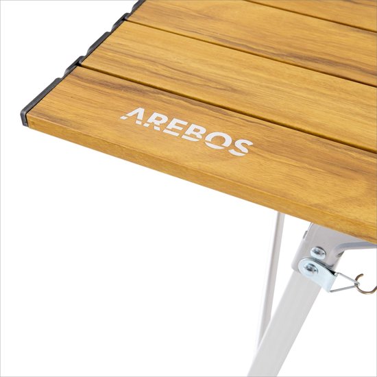 Arebos campingtafel houtlook - 120x70 cm - aluminium - in hoogte verstelbaar van AREBOS — afbeelding 4