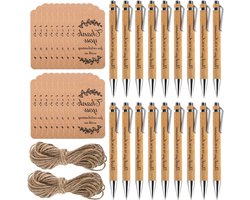 Afscheidscadeau voor collega's: 18 stuks bedrukte balpen hout met gravure kraftpapier pensioen banenwissel cadeau geluksstift Du Schaffst voor leraren, scholieren en kantoor