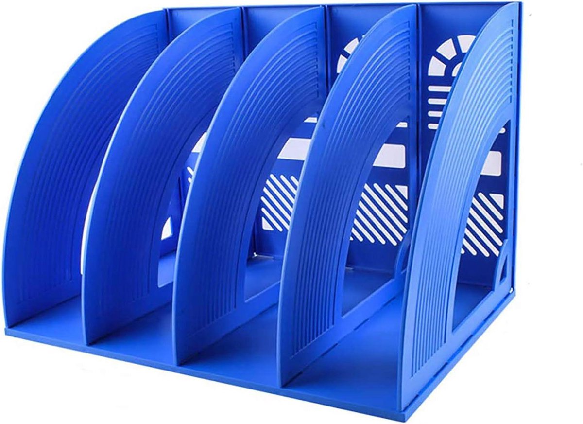 4 Secties Plastic Bureau File Organizer - Stevige Desktop Papier Document Kast Rack - Boek Display Tijdschrift File Dividers - School Kantoorbenodigdheden