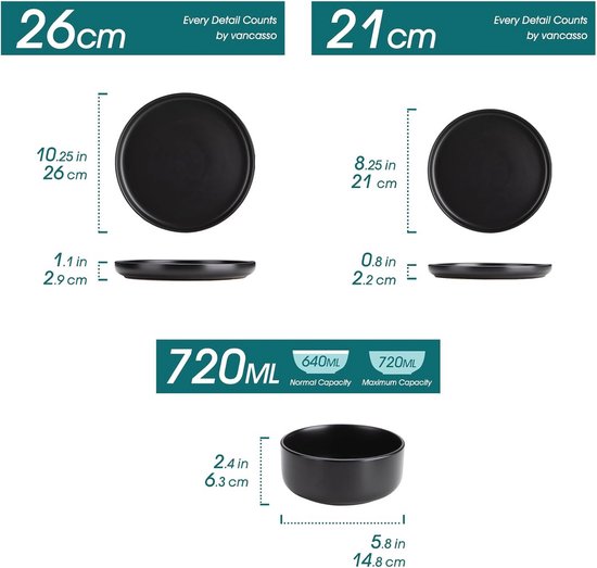 18 Delig Wit Servies Vaisselle Blanc Et Noir Service Vaisselle Tognana Zenith - 18 Pièces Porcelaine Blanche - Pour 6 Personnes Vaisselle Lave Vaisselle Eetborden Soepborden Dessertborden