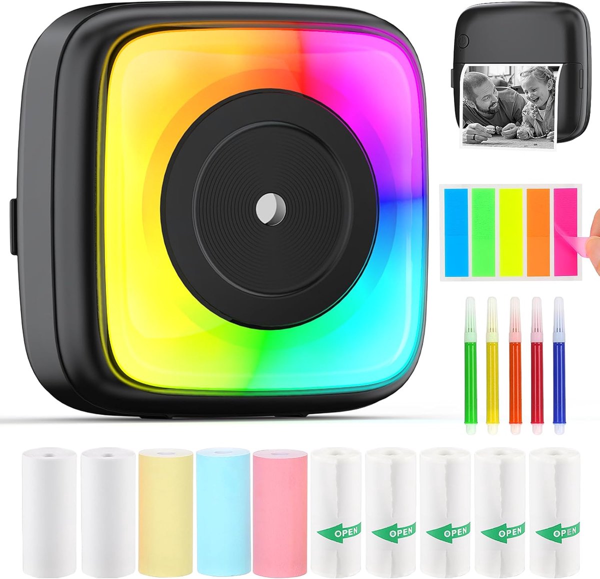 Draagbare Bluetooth Thermische Fotoprinter met 10 Rollen Papier voor Android en iOS