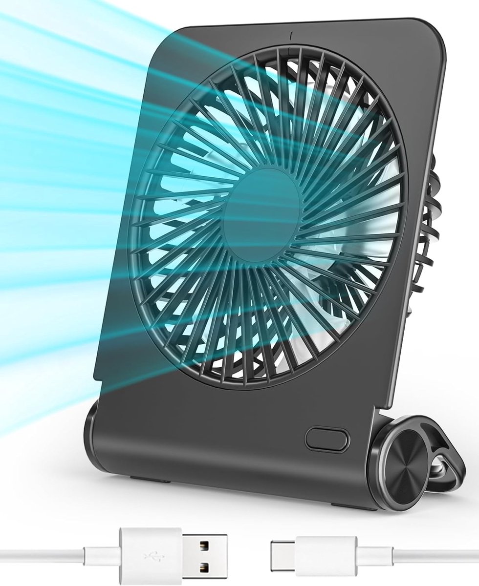 Draagbare Stille USB Tafelventilator met 4 Snelheden - Mini Ventilator voor Thuis, Kantoor en Reizen