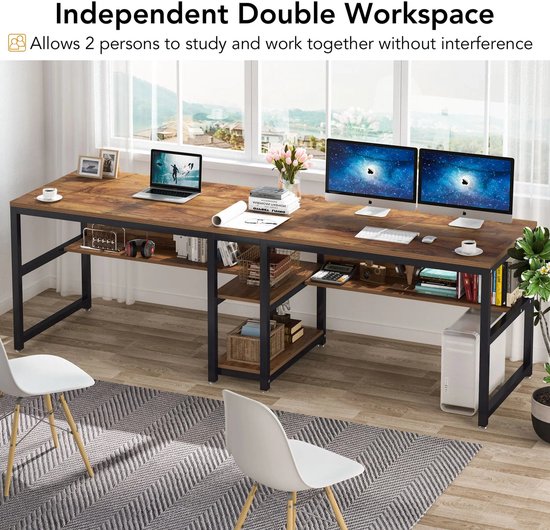 Tribesigns Bureau, vergadertafel, 200 cm, voor 2 personen