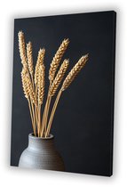 Blé séché dans un vase - Peintures de blé sur toile - Oeuvre végétale - Nature morte - Décoration intérieure - Décoration de salon - Toile 30x45 cm