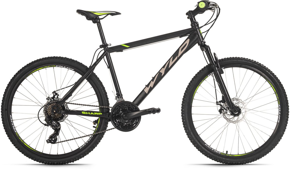 Wyld Fiets WYLD Mountainbike Hardtail 26'' Sharp 3.0 Zwart 21 versnellingen zwart-groen -