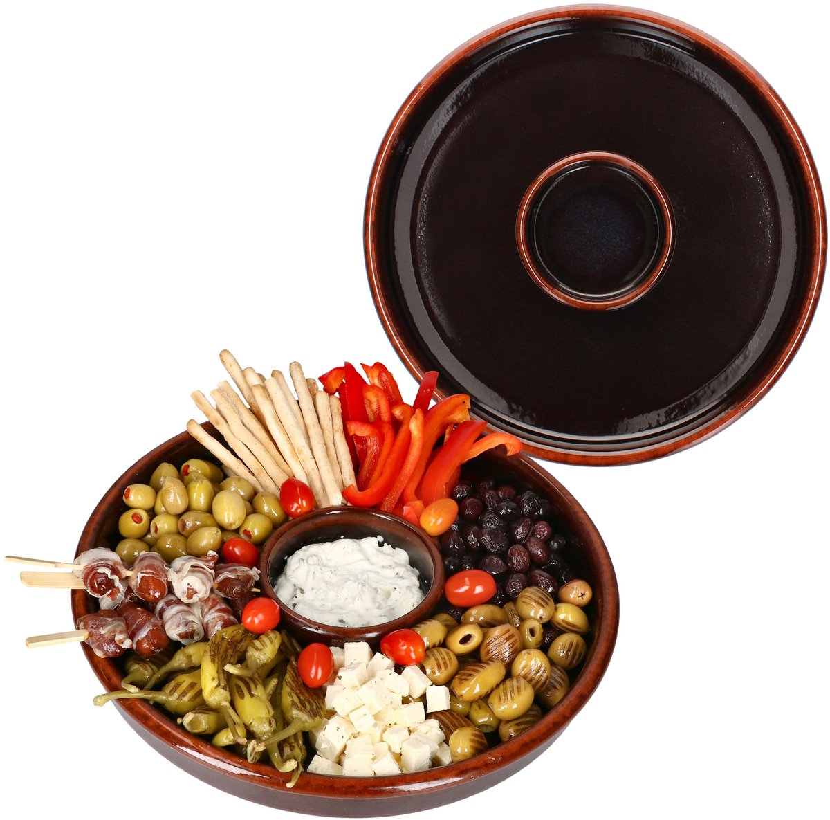 Set van 2 JUEGO tapasschalen van klei Ø 33.5cm donkerbruin - 240733.5