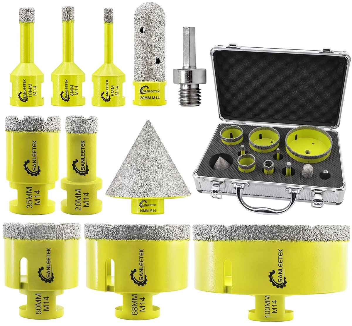 Diamant Tegelboorset 11 Stuks Set voor Keramische Tegels, Porselein, Marmer en Graniet