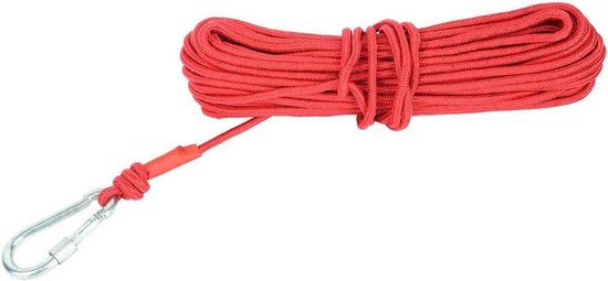 Nylon touw, magneet, 20 m, veiligheidskabel, hoge weerstand, vissen, sterke trekkracht, jacht, schat, zilver, met karabijnhaak