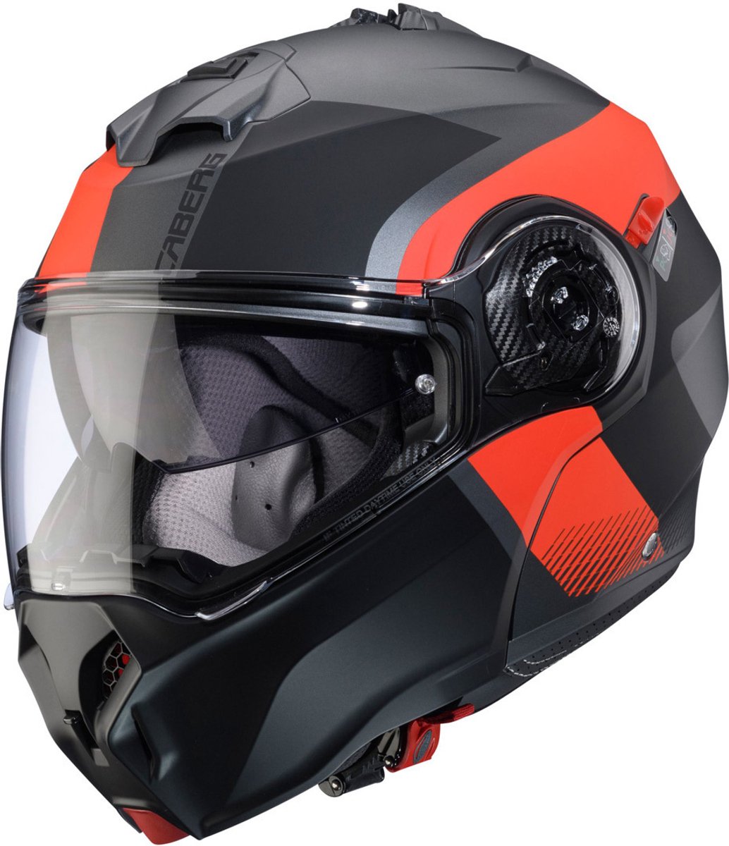 Caberg Duke Evo Indy Mat Grijs Rood Systeemhelm - Maat L - Helm