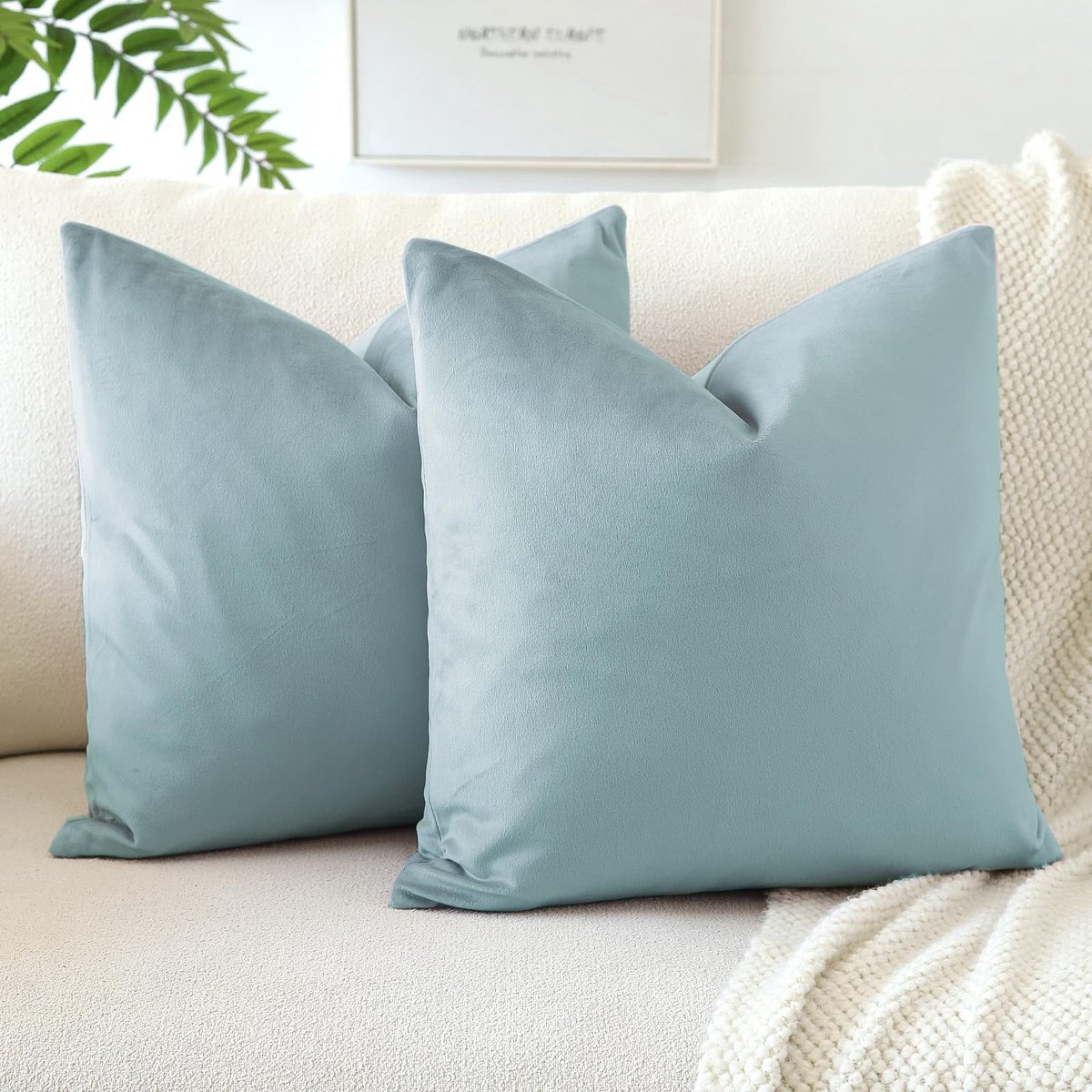 Ibenzoa Kleurrijke Fluwelen Kussenslopen voor Stijlvolle Interieurdecoratie 45 x 45 cm Set van 2 cyaan