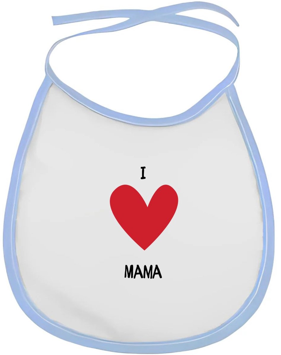 Akyol - i love mama slabbetje blauw - Moeder - mama's - moederdag - cadeau voor mama - hartje - familie