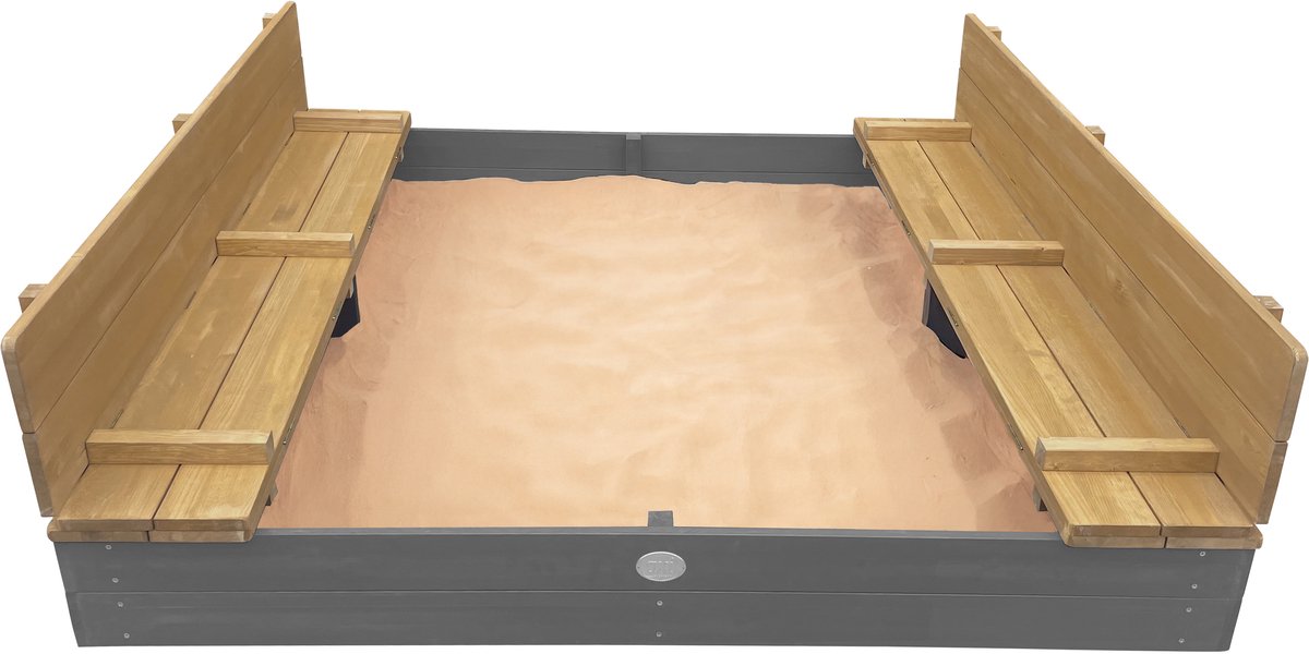 AXI Ella XXL Zandbak 150 x 150 x 20 cm in Grijs/bruin - Met Zitbankjes en Deksel – FSC hout – Extra grote zandbak voor kinderen — afbeelding 6