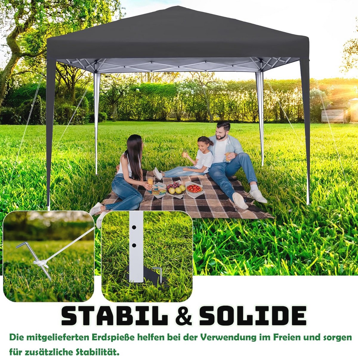 Aufun Pop-up paviljoen, 2,5 x 2,5 m, waterdicht, winterbestendig