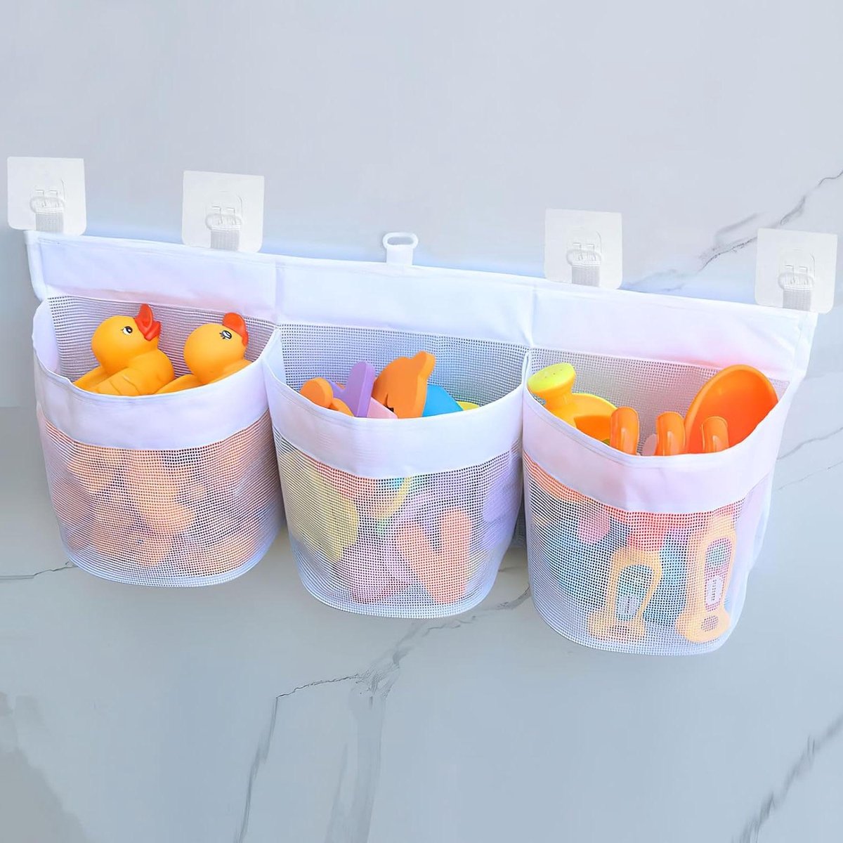 3 vakken badnet voor speelgoed opbergen - Hangende organizer tas voor kinderen in badkamer