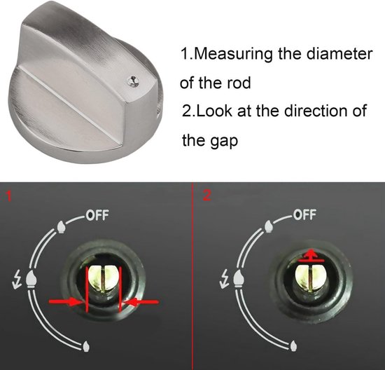 Set van 4 metalen knoppen voor gasfornuis en oven - universeel 6 mm — afbeelding 5