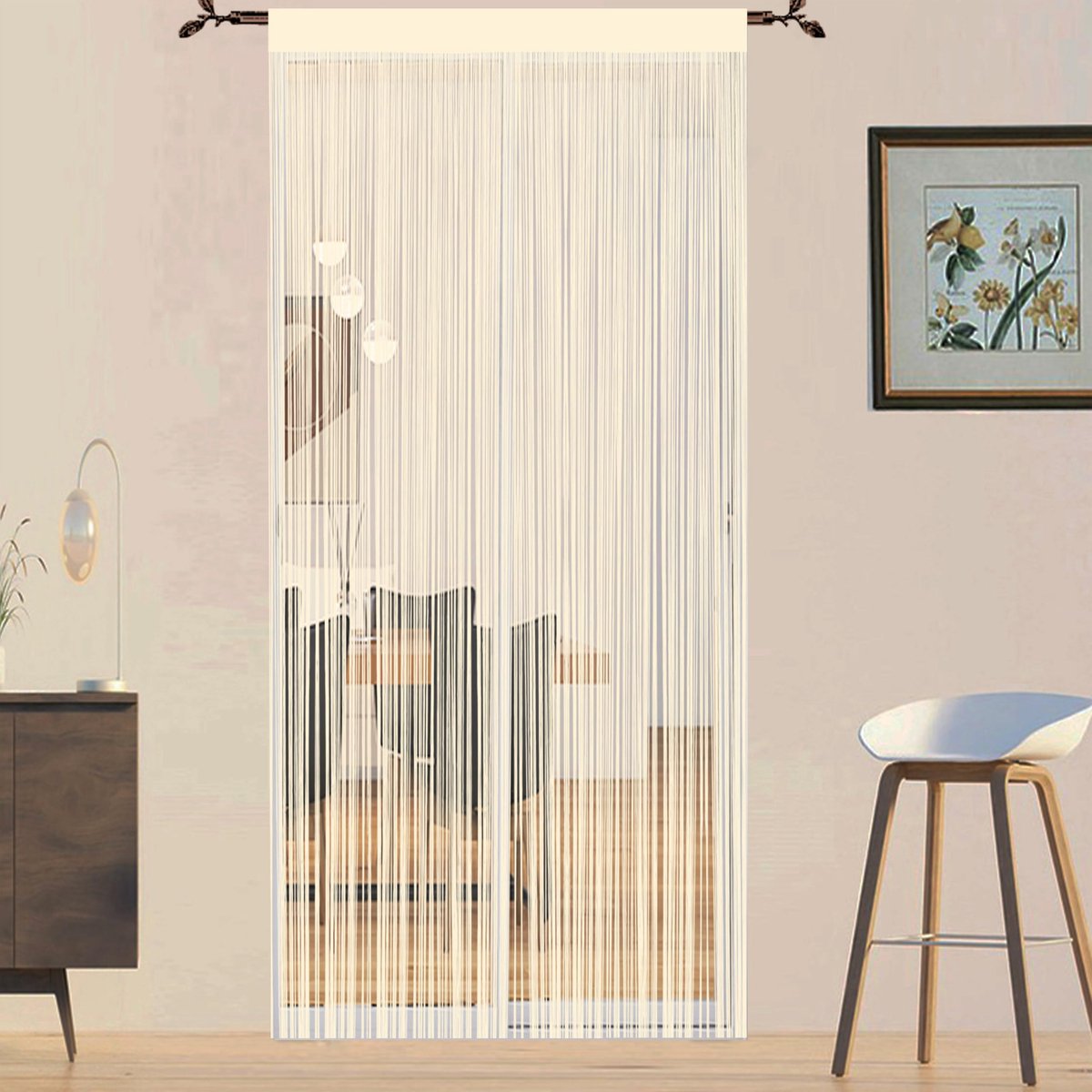 Unyqoos Veelzijdig Draadgordijn voor Deuren als Insectenbescherming en Ruimteverdeler, 90 x 245 cm champagne