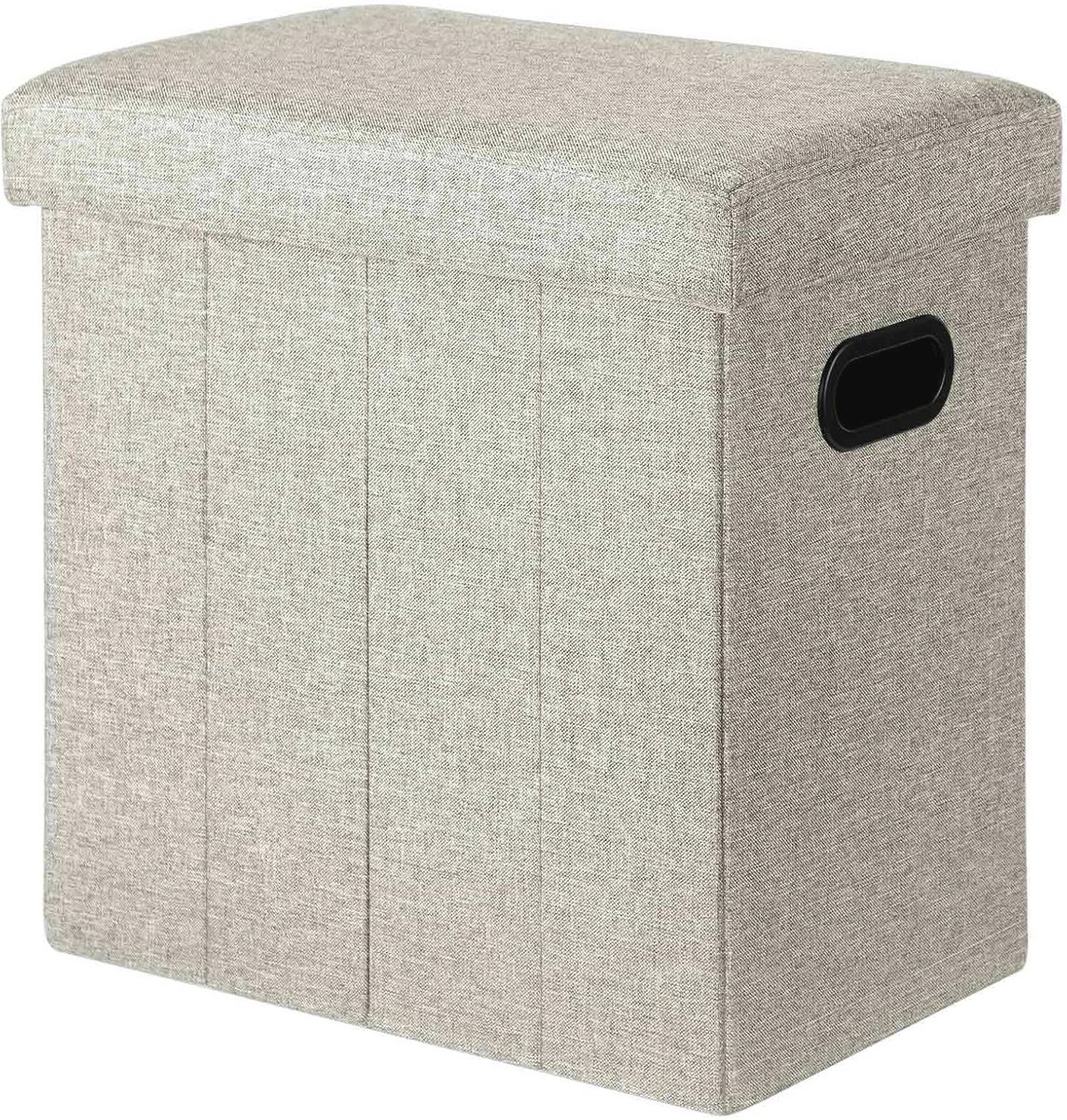 Inklapbare Kruk met Opbergruimte - Lichtbeige Voetenbank voor Woonkamer, Slaapkamer en Hal - Stabiele Zitgelegenheid tot 200 kg