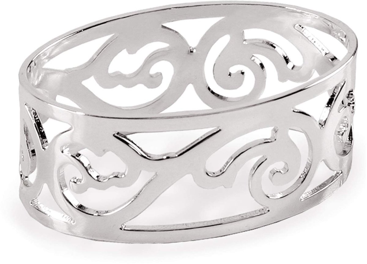 Ibenzoa Elegante Verzilverd Servetringen Set van 4 met Bescherming tegen Aanslag voor Feestelijke Tafeldecoratie