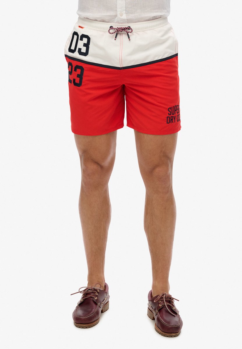 Superdry Nautical zwemshort met logo 43 cm Heren Zwembroeken Rood