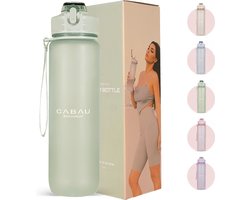 Stijlvolle sportwaterfles 1L - Ideaal voor sport, outdoor & kantoor - Lekvrije drinktuit met klapdop en draagriempje