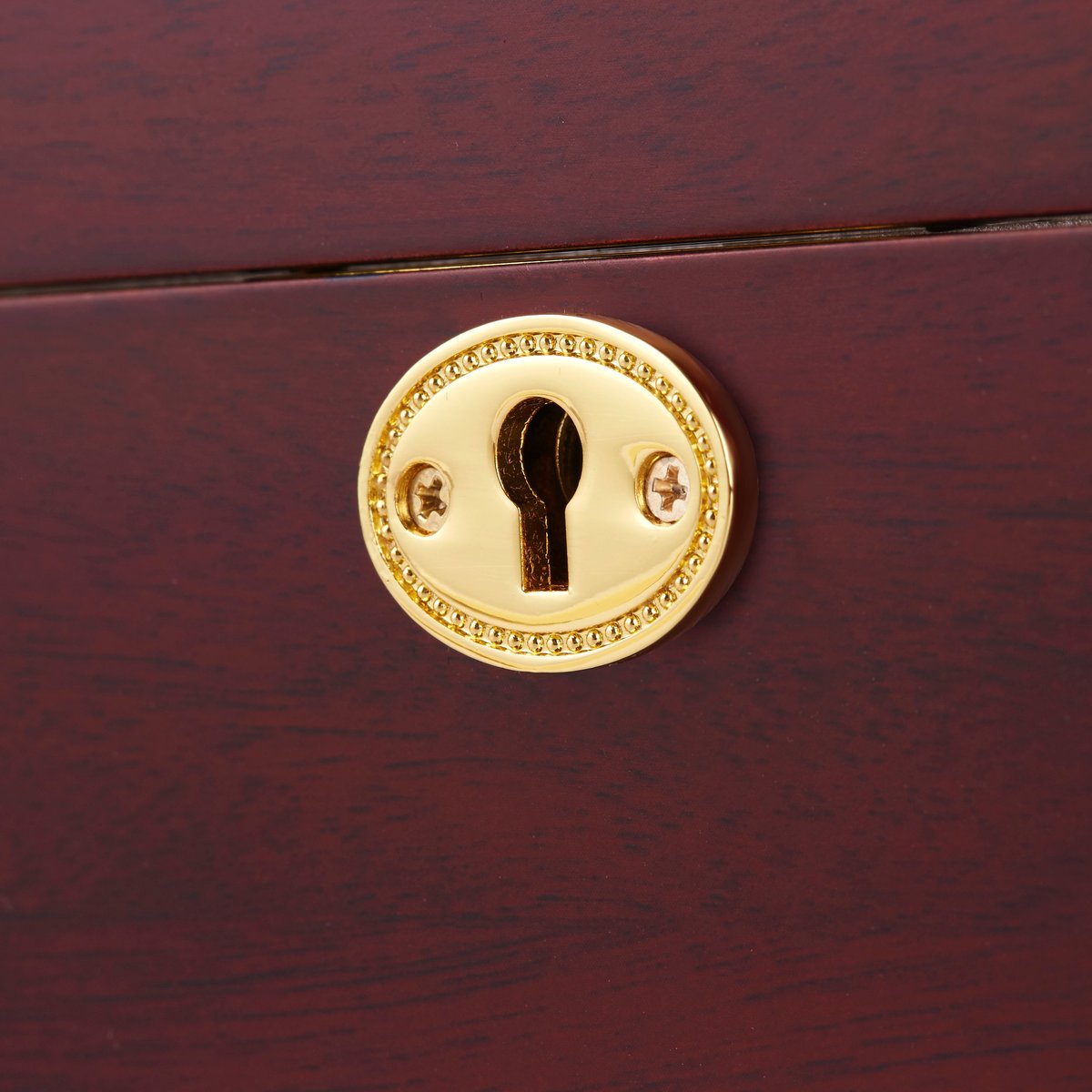 Afsluitbare Kersenhouten Horlogekast met Goudkleurige Details - 6 horloges