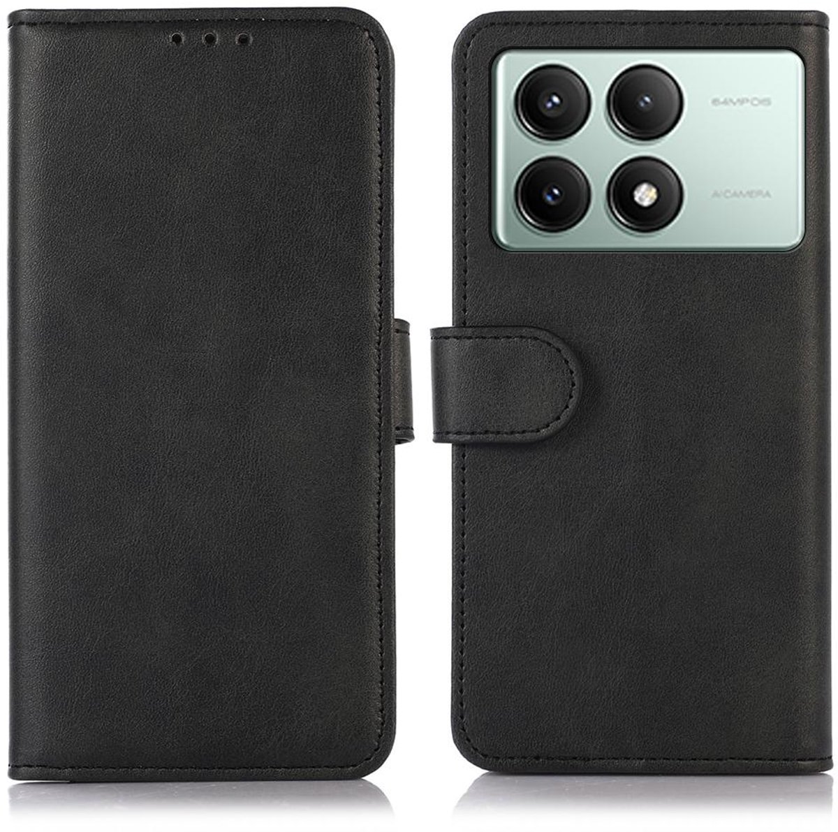 Mobigear Telefoonhoesje geschikt voor POCO X6 Pro Hoesje | Mobigear Wallet Bookcase Portemonnee | Pasjeshouder voor 3 Pasjes | Telefoonhoesje voor Pinpas / OV Kaart / Rijbewijs - Zwart