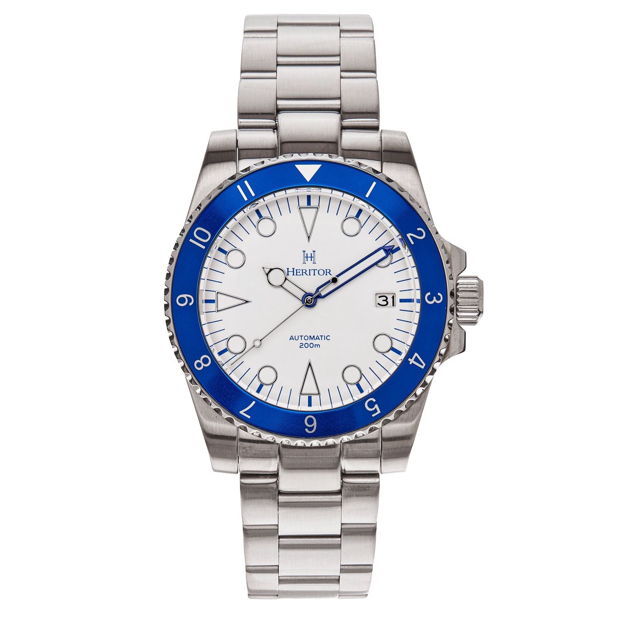 Heritor Automatic Luciano Armbandhorloge met Datum - Blauw-Wit
