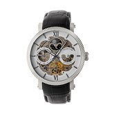 Heritor Automatic Aries Skeleton leren band horloge - Zwart/Wit