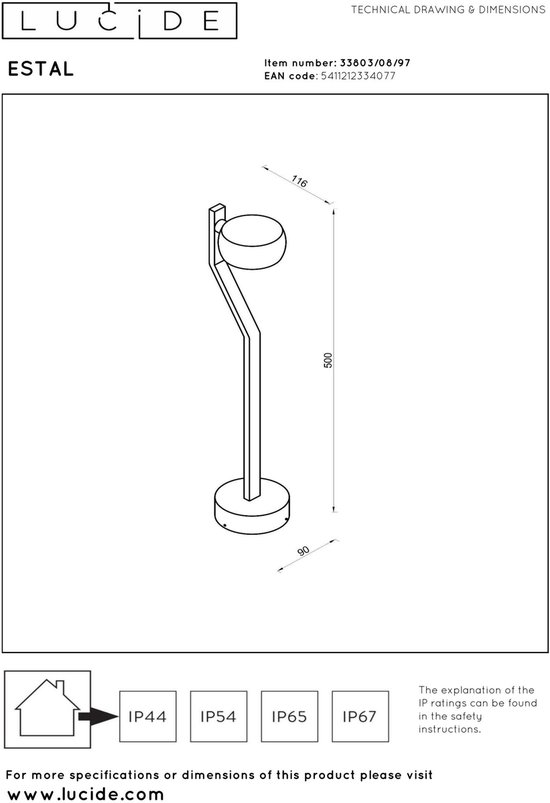 Lucide ESTAL - Sokkellamp - LED - 1x9W 2700K - IP54 - Roest bruin