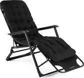 Outtec® Verstelbare Ligbed met Kussen - Ligstoel - Tuinstoel - Campingstoel - Strandstoel - Lounger - tot 120 kg - Opvouwbaar