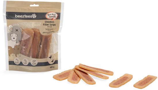 Beeztees Kipfilet Strips met eend - Hondensnack - 400 gr