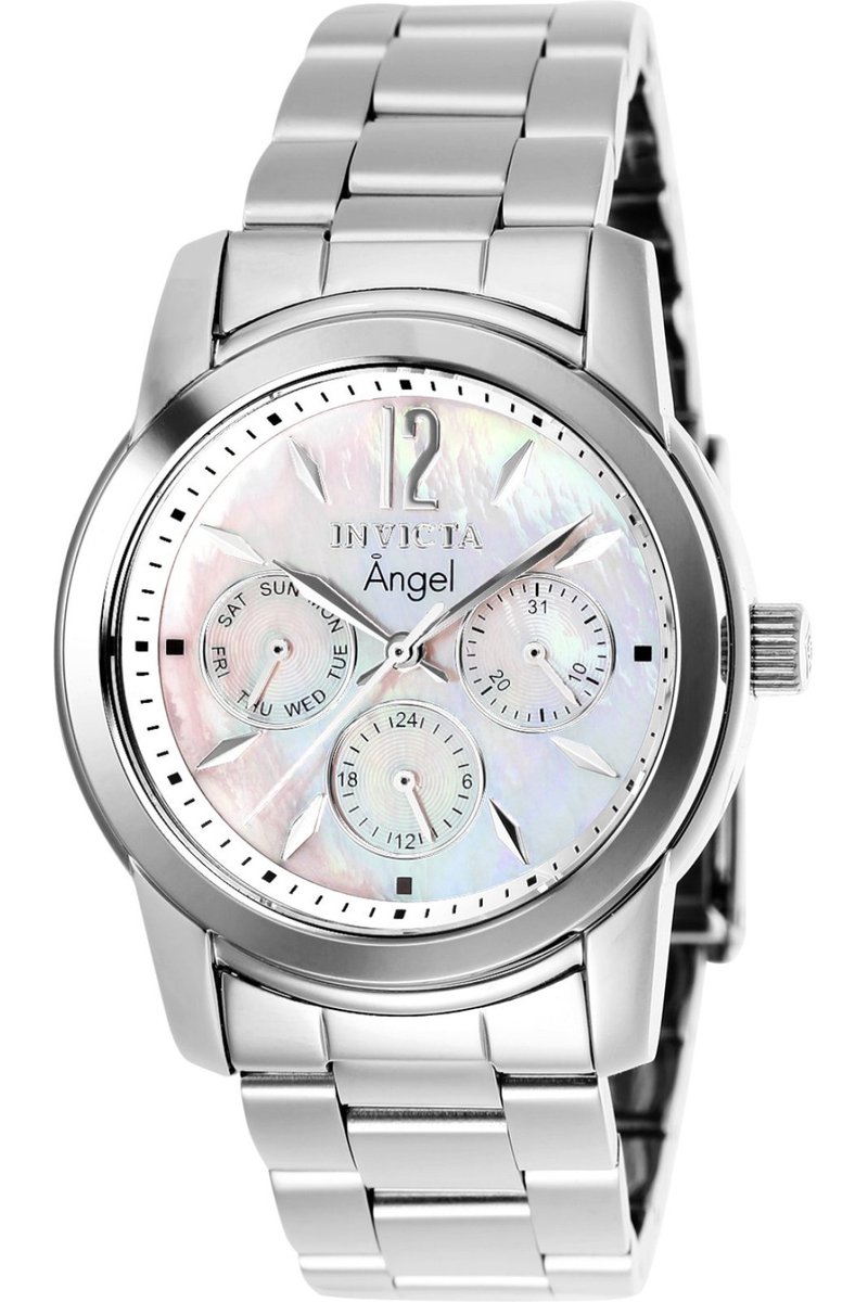 Invicta Angel 0463 Dames Horloge - Waterdicht - Analoog - Quartz Uurwerk - Roestvrij Staal met zilveren Wijzerplaat - 38mm