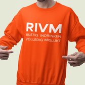 Oranje Koningsdag Sweater RIVM Rustig Indrinken Volledig Mislukt - MAAT M - Feestkleding & Carnavalskleding
