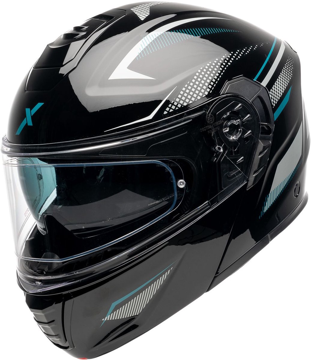 Motor Modulaire Helm ATLAS ECLIPSE Zwart/Grijs/Blauw XL van MOTOBLOUZ