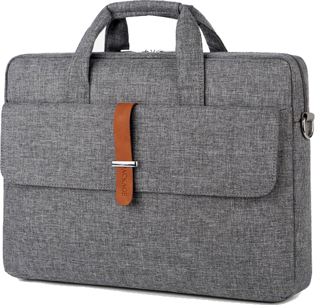 Case2go - Laptoptas 15.6 Inch - Schooltas - Met Extra Voorvak - Met Verstelbare Schouderband - Grijs