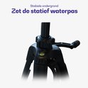Close-up van waterpas op een zwart statief.