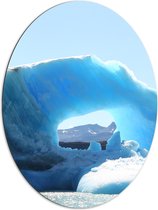 Dibond Ovaal - Water - Sneeuw - Ijs - Blauw - 72x96 cm Foto op Ovaal (Met Ophangsysteem)