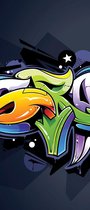 Deursticker Muursticker Graffiti | Zwart, Groen | 91x211cm