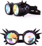 Steampunk goggles kaleidoscope bril - zwart spikes festival halloween