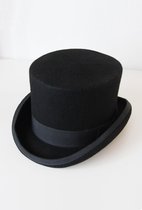 Hoge hoed zwart steampunk tophat - maat 59 - zwarte dames heren