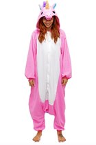 KIMU Onesie eenhoorn pak roze unicorn kostuum - maat S-M - unicornpak jumpsuit huispak