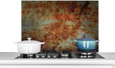 Spatscherm keuken 90x60 cm - Kookplaat achterwand Staal - Roest print - Vintage - Muurbeschermer - Spatwand fornuis - Hoogwaardig aluminium