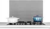 Spatscherm keuken 90x60 cm - Kookplaat achterwand Metaal print - Zilver - Lijn - Grijs - Structuur - Muurbeschermer - Spatwand fornuis - Hoogwaardig aluminium - Alternatief voor spatscherm van glas