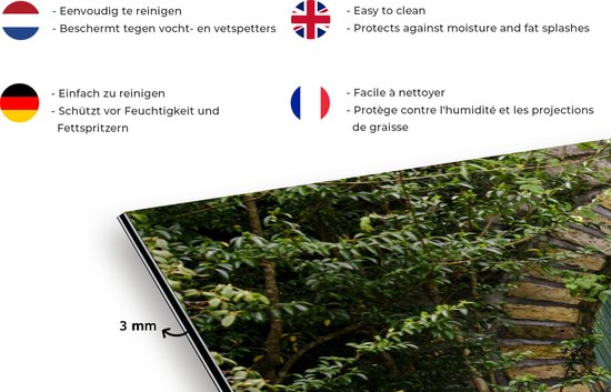 Spatscherm keuken 100x65 cm - Kookplaat achterwand Bamboe - Bos - Japans - Doorkijk - Muurbeschermer - Spatwand fornuis - Hoogwaardig aluminium
