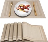 Placemats Set van 6, Geweven Vinyl Tafelmatten Set, Aantislip Hittebestendige Afwasbaar Placemat (Rood)