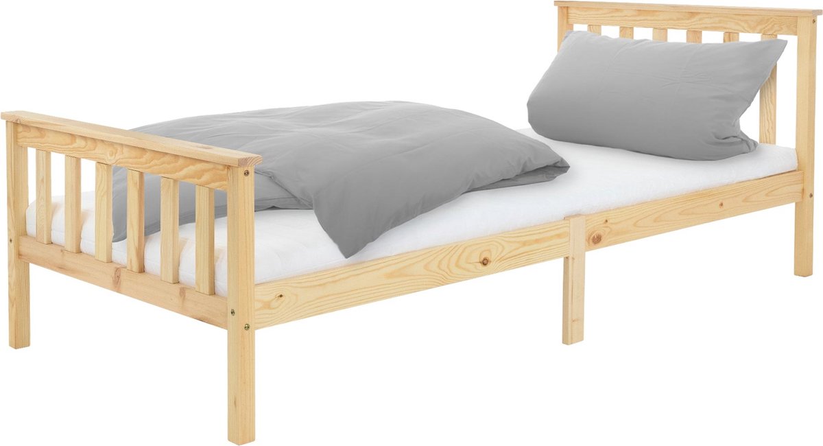 ML-Design Lit Enfant Tipi 70x140 cm Blanc avec Matelas à Mousse