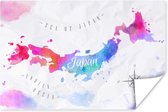 Wanddecoratie - Wereldkaart - Kleuren - Japan - 90x60 cm - Poster