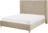 Beliani LUBBON - Tweepersoonsbed - beige - fluweel